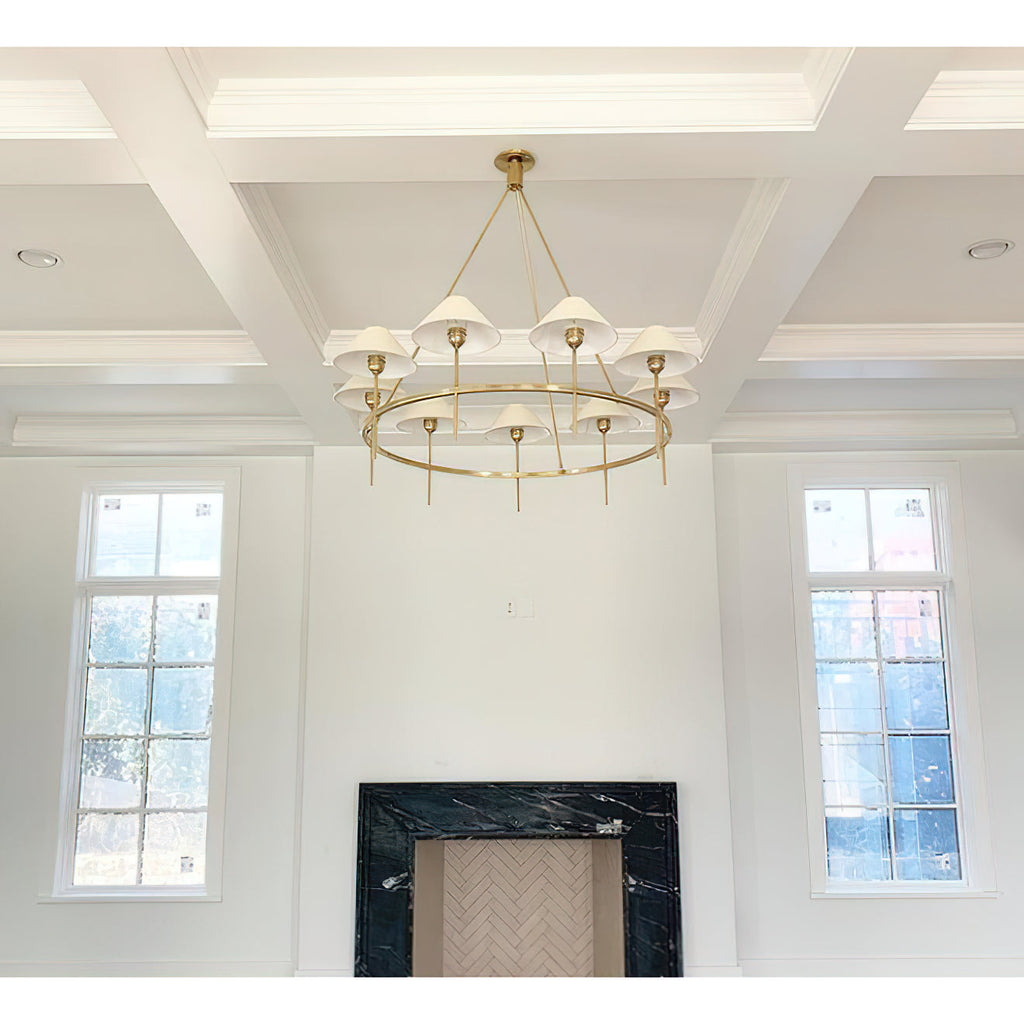 Hackney Vintage Industrial Large Brass Fabric Chandelier