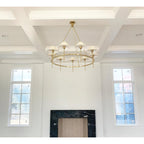 Hackney Vintage Industrial Large Brass Fabric Chandelier