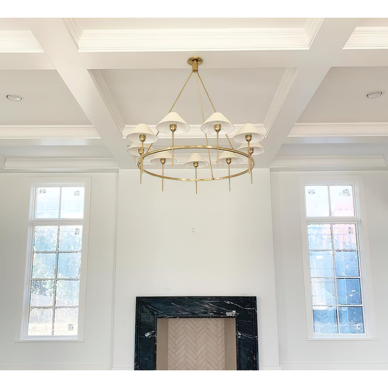Hackney Vintage Industrial Large Brass Fabric Chandelier