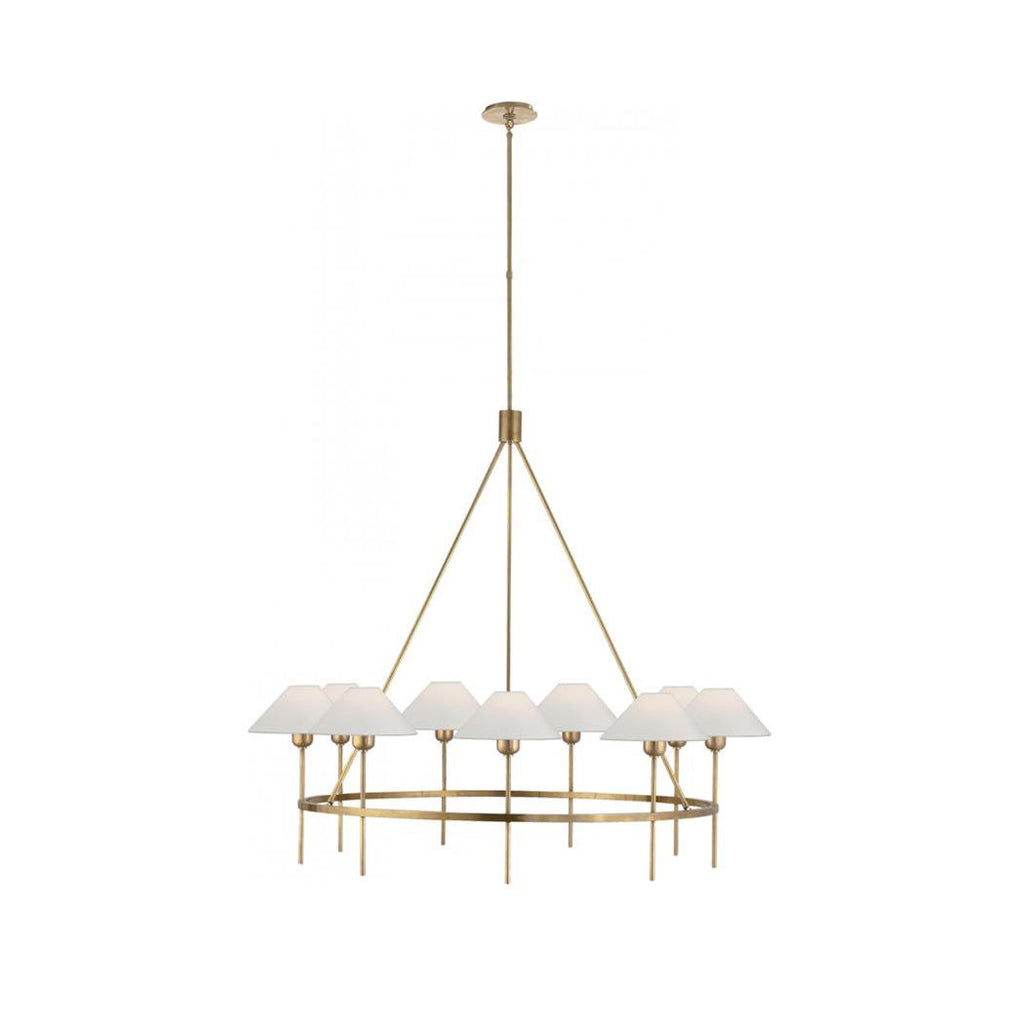 Hackney Vintage Industrial Large Brass Fabric Chandelier