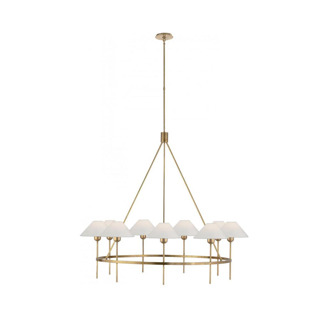 Hackney Vintage Industrial Large Brass Fabric Chandelier