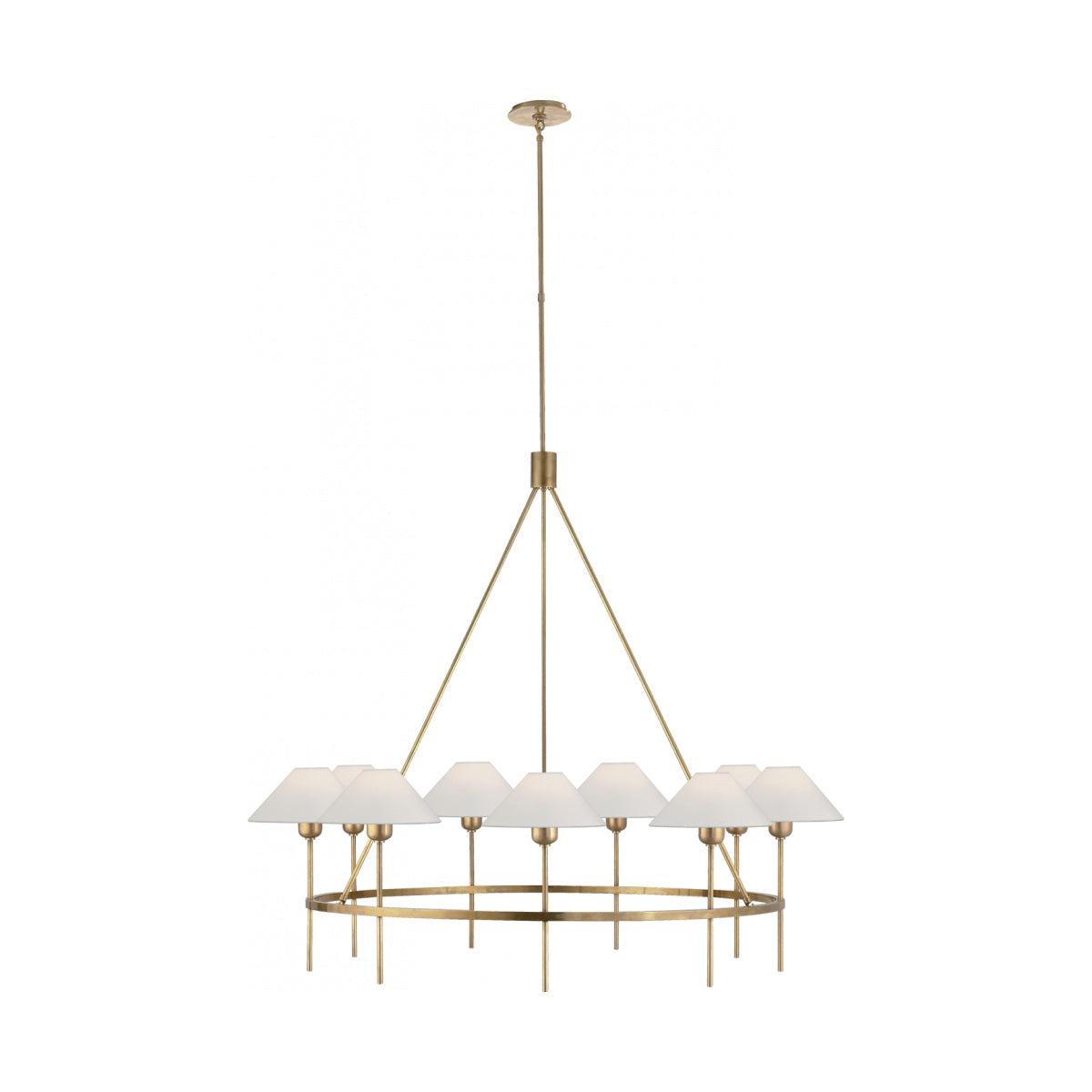 Hackney Vintage Industrial Large Brass Fabric Chandelier
