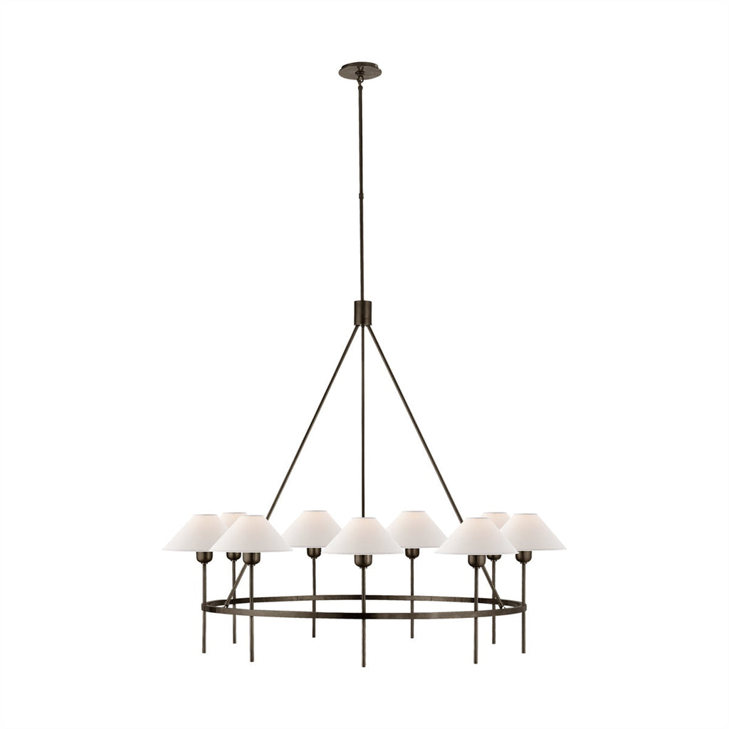 Hackney Vintage Industrial Large Brass Fabric Chandelier