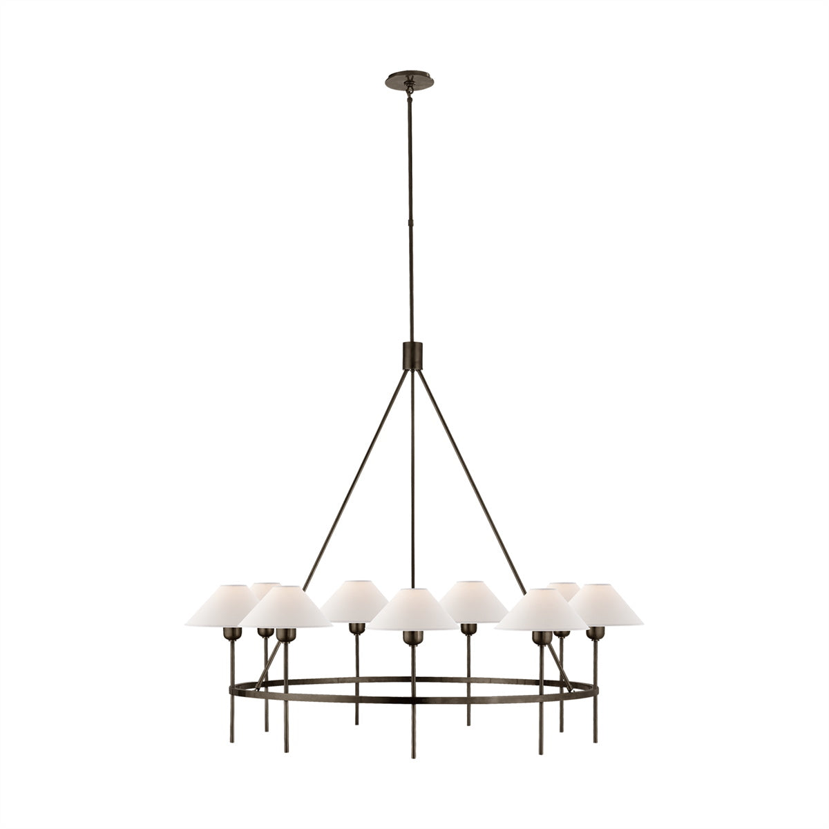 Hackney Vintage Industrial Large Brass Fabric Chandelier