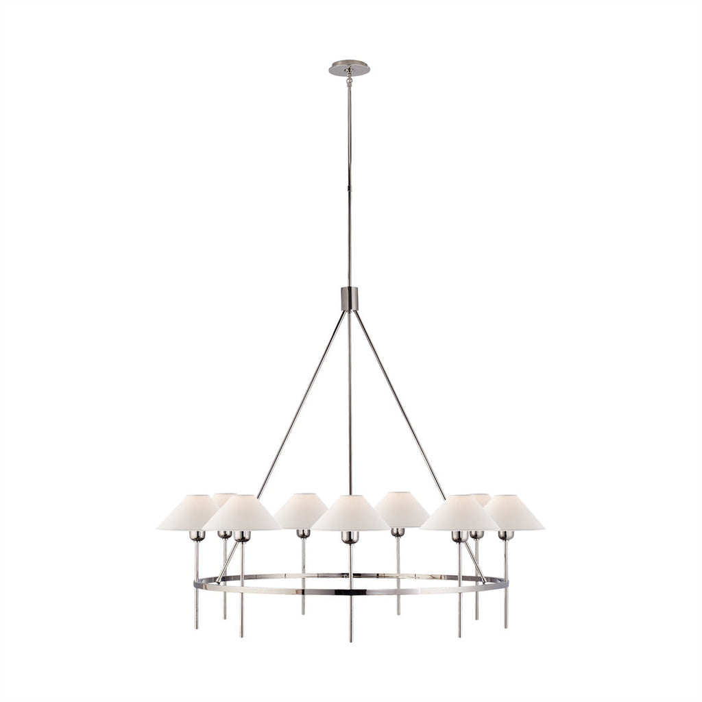 Hackney Vintage Industrial Large Brass Fabric Chandelier