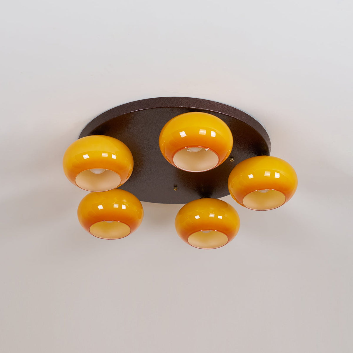 Aurevo 5-Light Amber Glass Flush Mount Ceiling Light