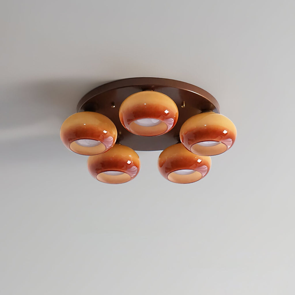 Aurevo 5-Light Amber Glass Flush Mount Ceiling Light