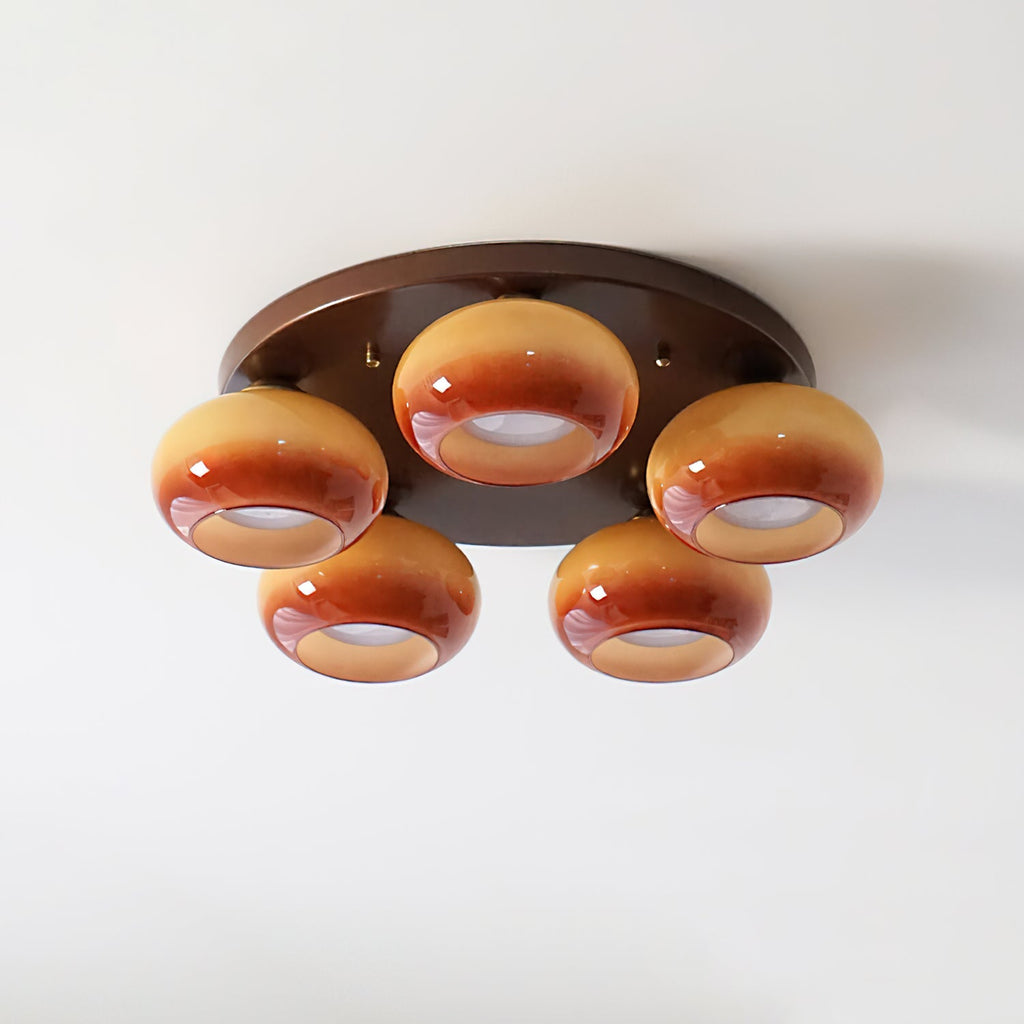 Aurevo 5-Light Amber Glass Flush Mount Ceiling Light