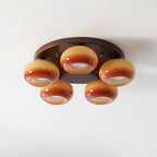 Aurevo 5-Light Amber Glass Flush Mount Ceiling Light