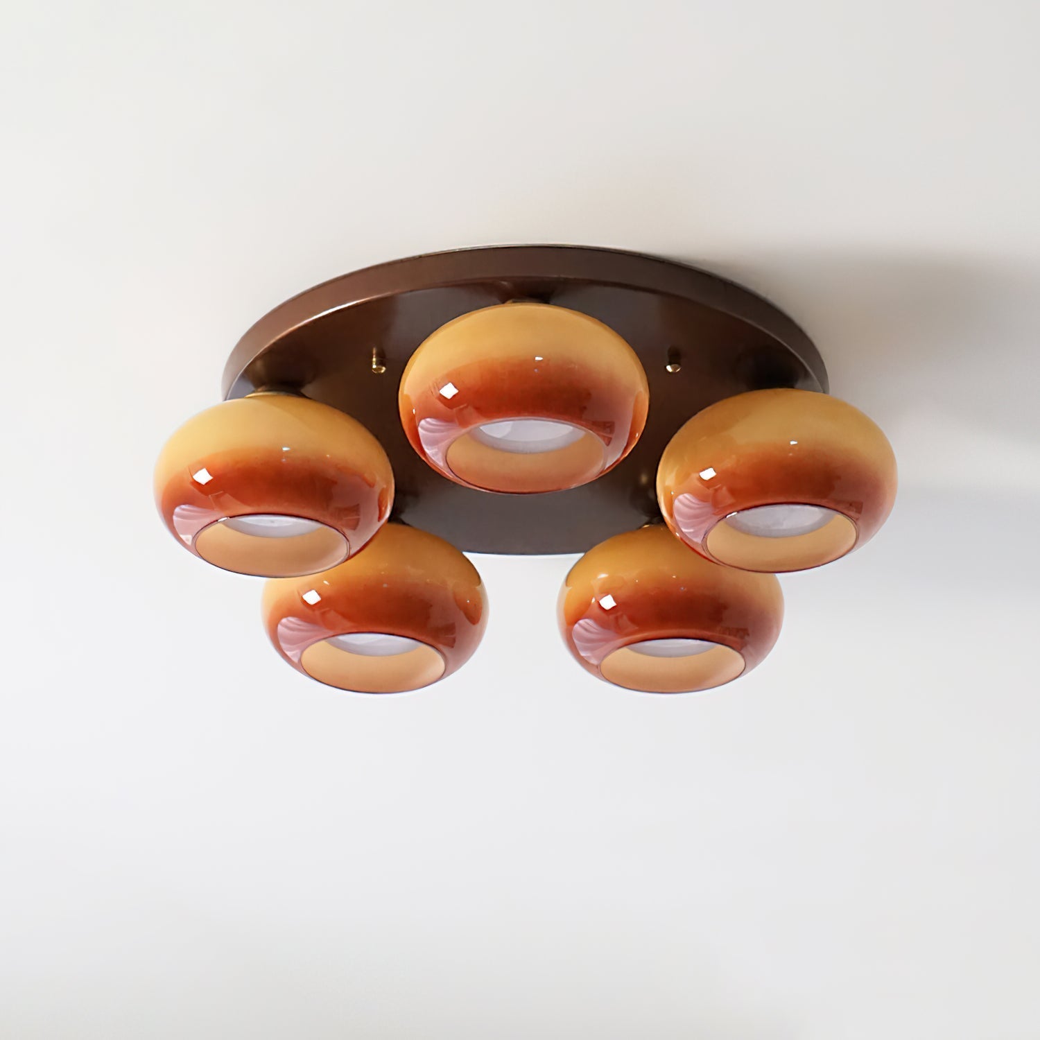 Aurevo 5-Light Amber Glass Flush Mount Ceiling Light