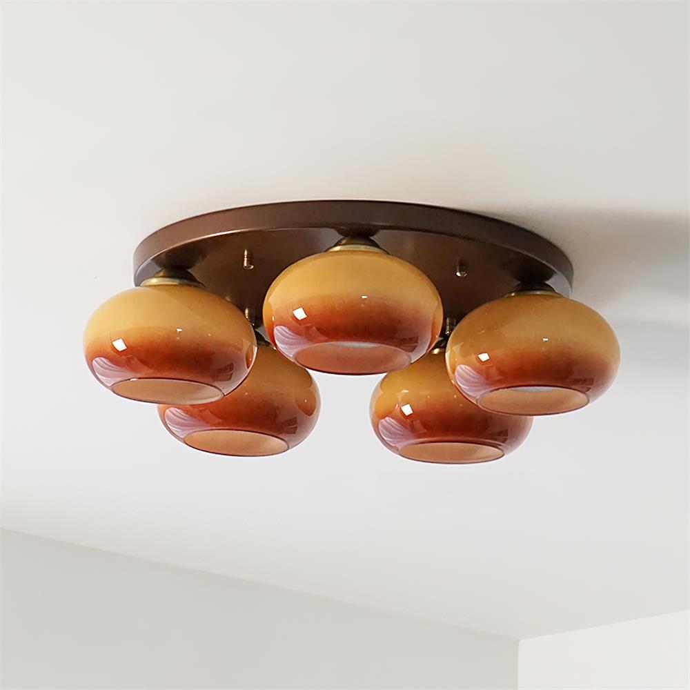 Aurevo 5-Light Amber Glass Flush Mount Ceiling Light