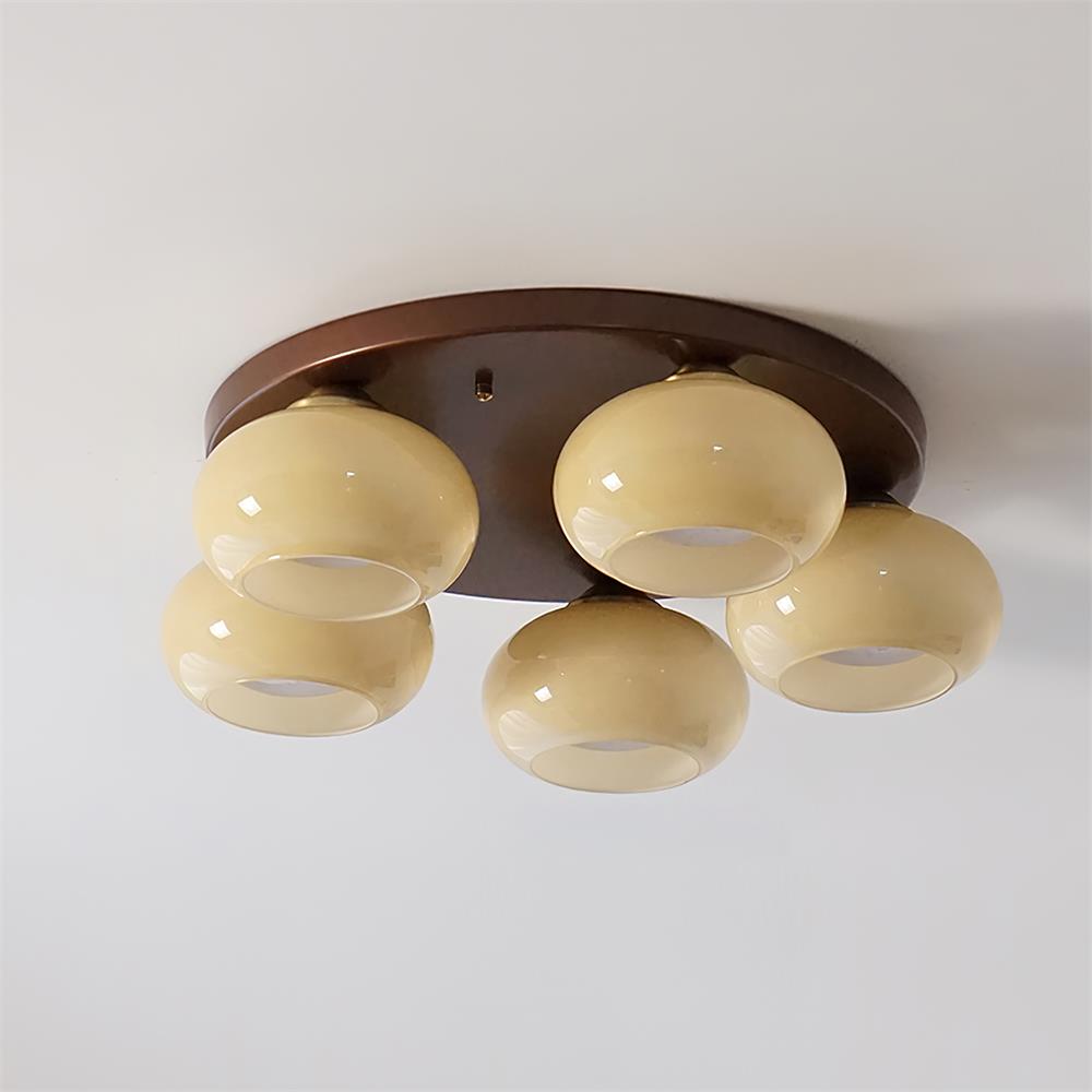 Aurevo 5-Light Amber Glass Flush Mount Ceiling Light