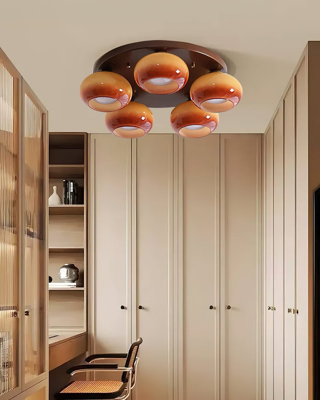 Aurevo 5-Light Amber Glass Flush Mount Ceiling Light