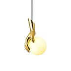 Avnorira Hand Holding Globe Brass Glass Pendant Light