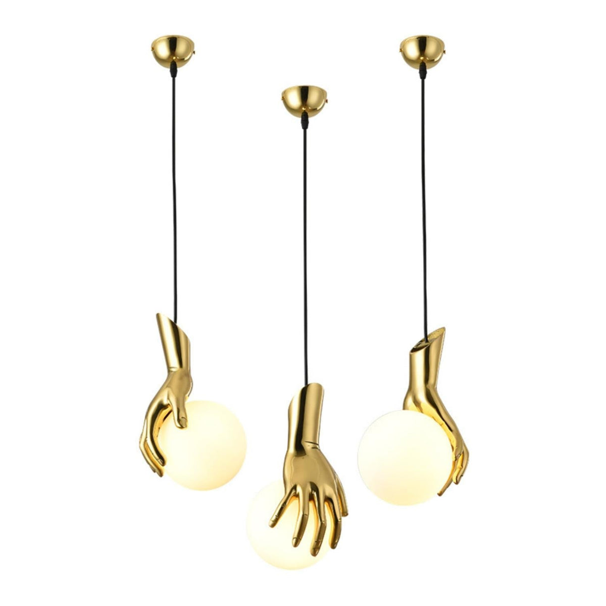 Avnorira Hand Holding Globe Brass Glass Pendant Light