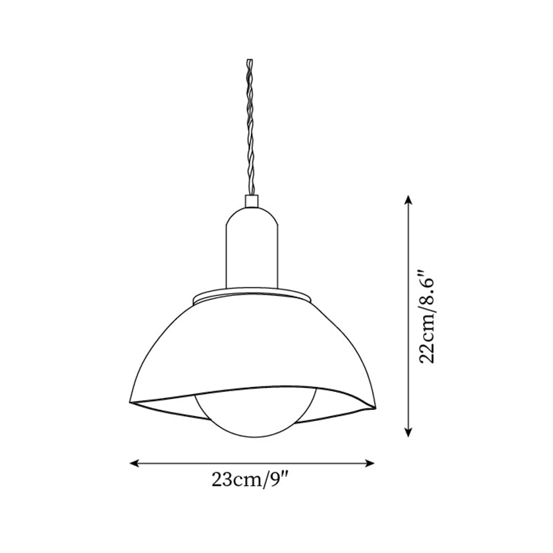 Pendant Lamp Ceramic Glazed Dome Walnut Wood Rustic Ambient Glow