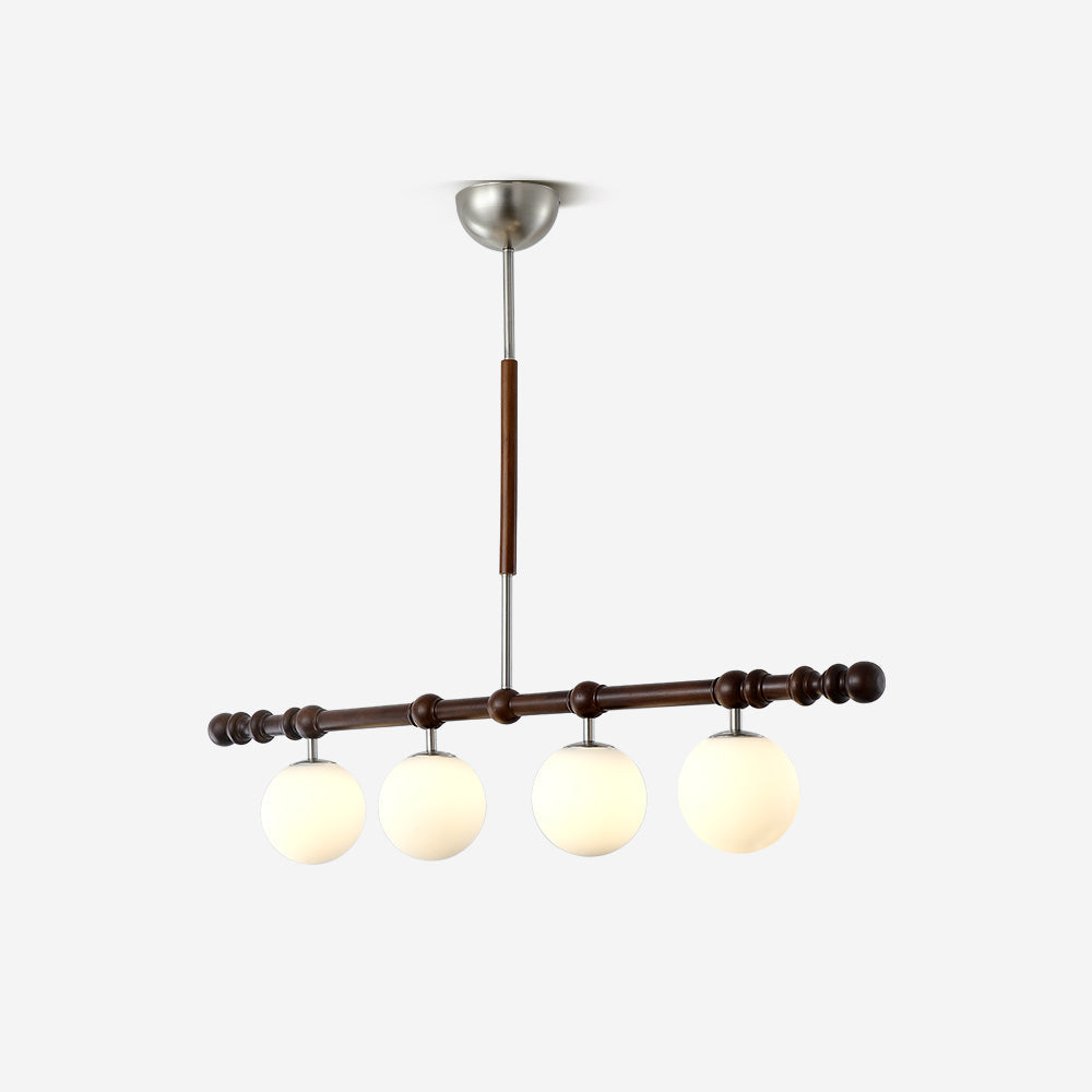 Hayes Chandelier Wood Linear Glass Globes
