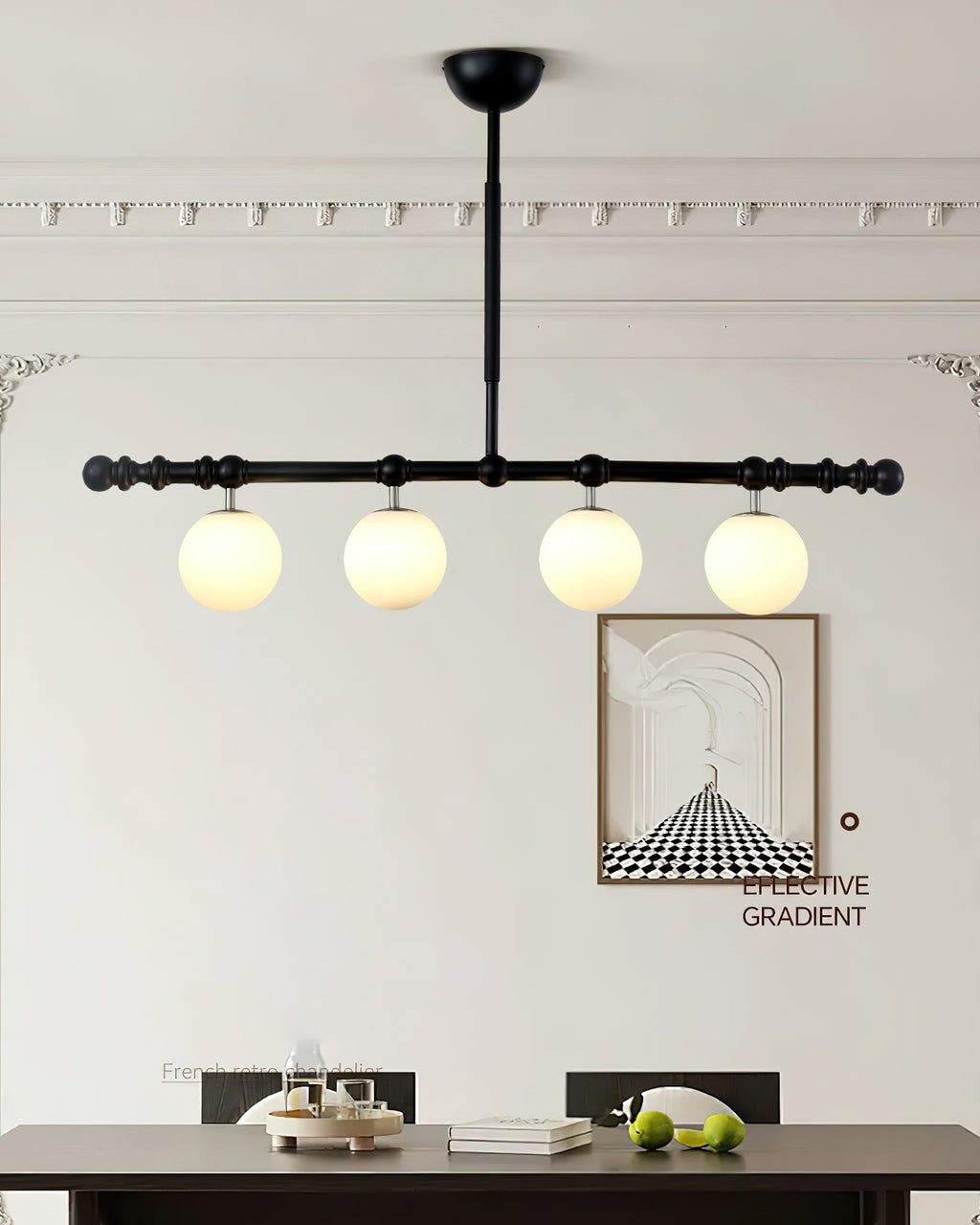 Hayes Chandelier Wood Linear Glass Globes