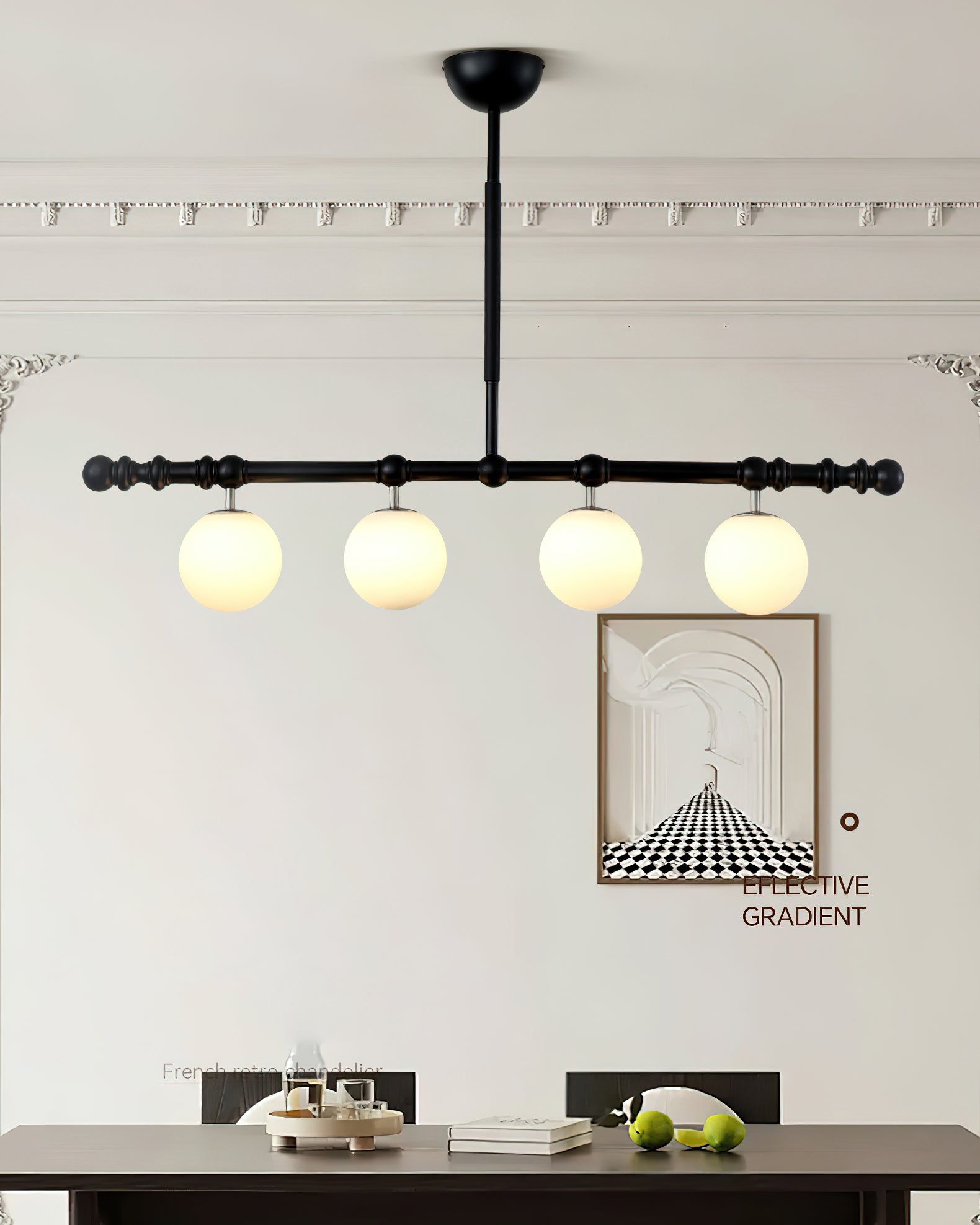 Hayes Chandelier Wood Linear Glass Globes
