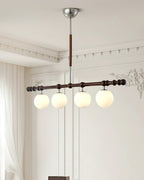 Hayes Chandelier Wood Linear Glass Globes