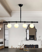 Hayes Chandelier Wood Linear Glass Globes