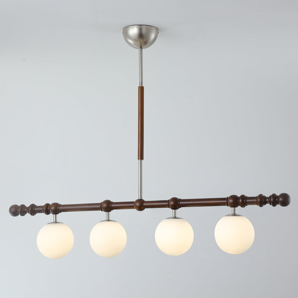 Hayes Chandelier Wood Linear Glass Globes
