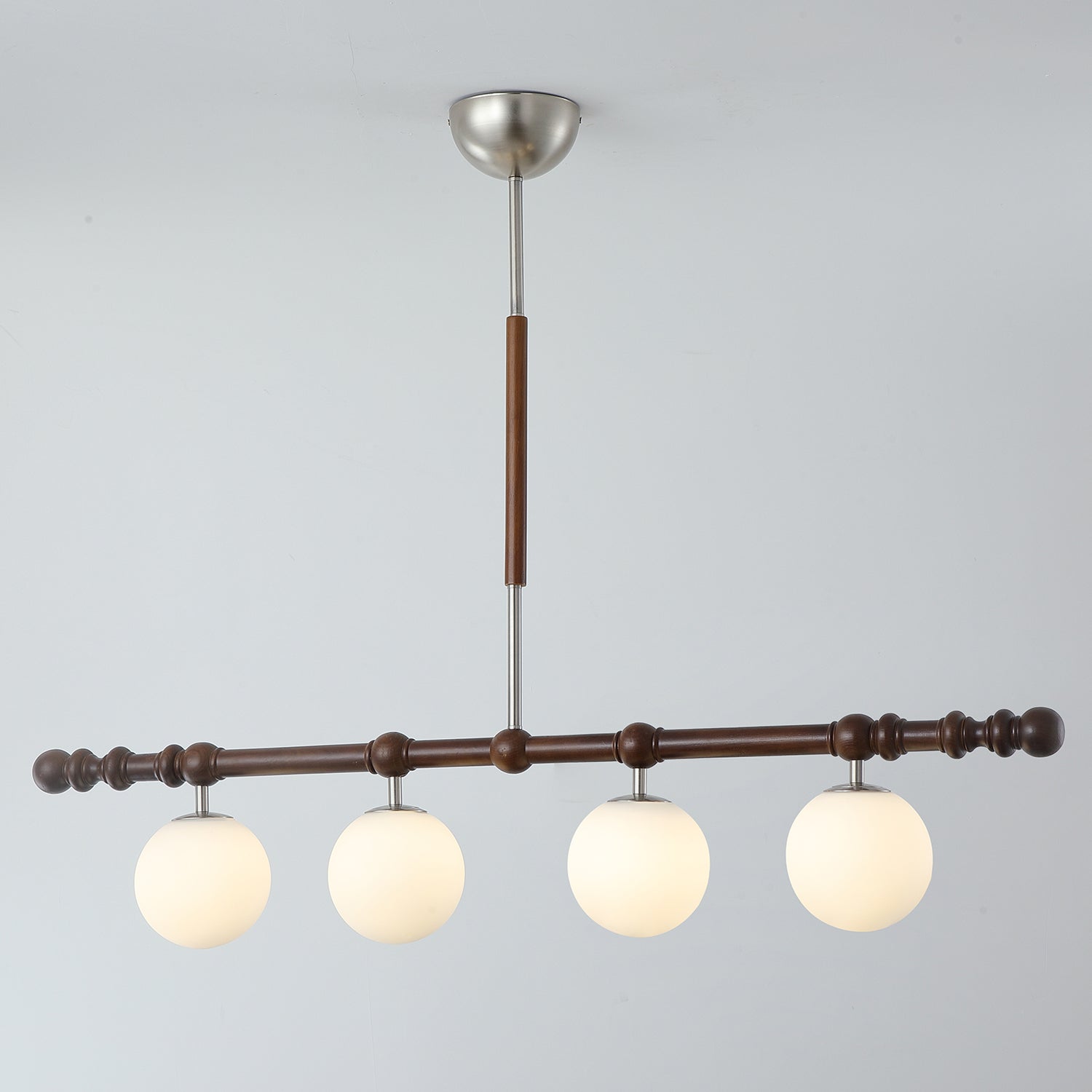 Hayes Chandelier Wood Linear Glass Globes