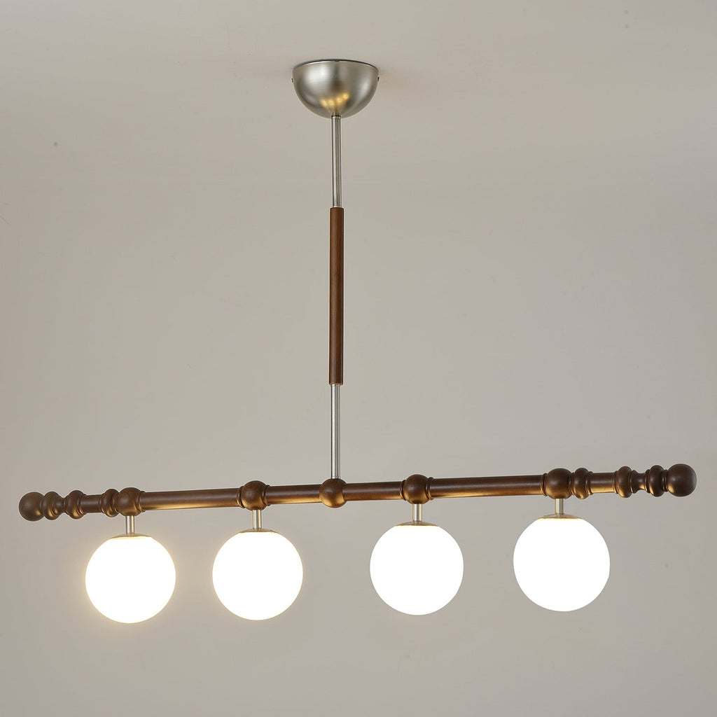 Hayes Chandelier Wood Linear Glass Globes