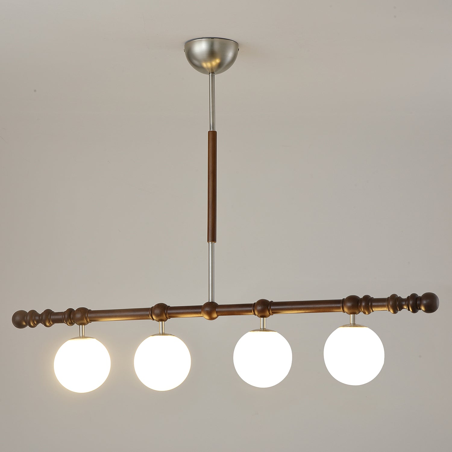 Hayes Chandelier Wood Linear Glass Globes