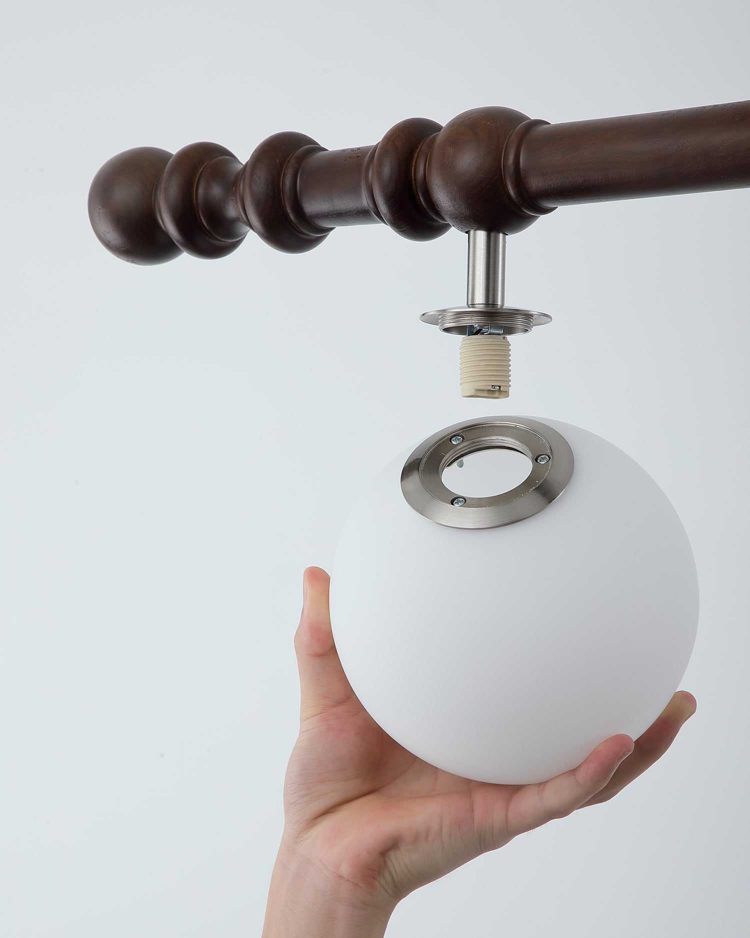 Hayes Chandelier Wood Linear Glass Globes
