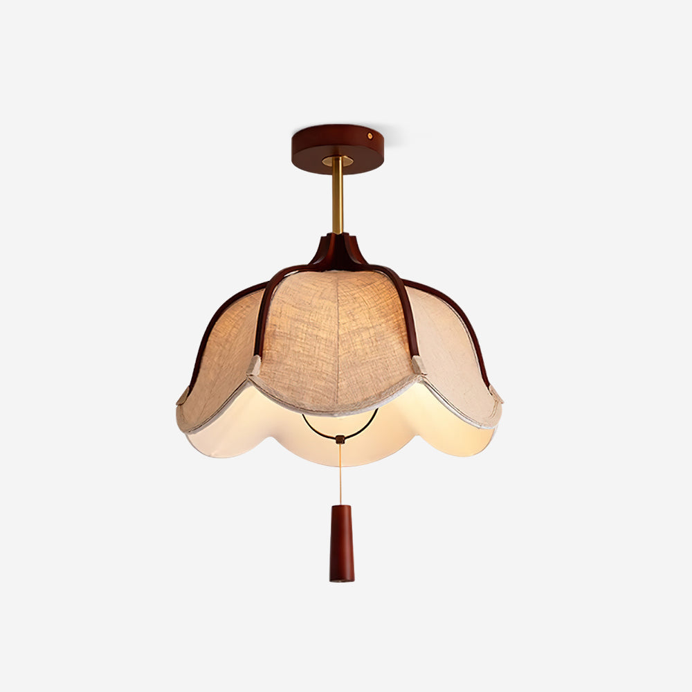 Givola Vintage Fabric Semi Flush Mount Ceiling Light