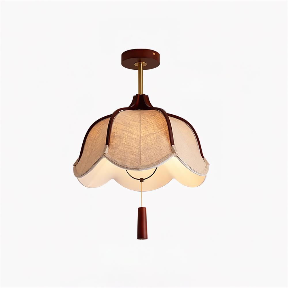 Givola Vintage Fabric Semi Flush Mount Ceiling Light