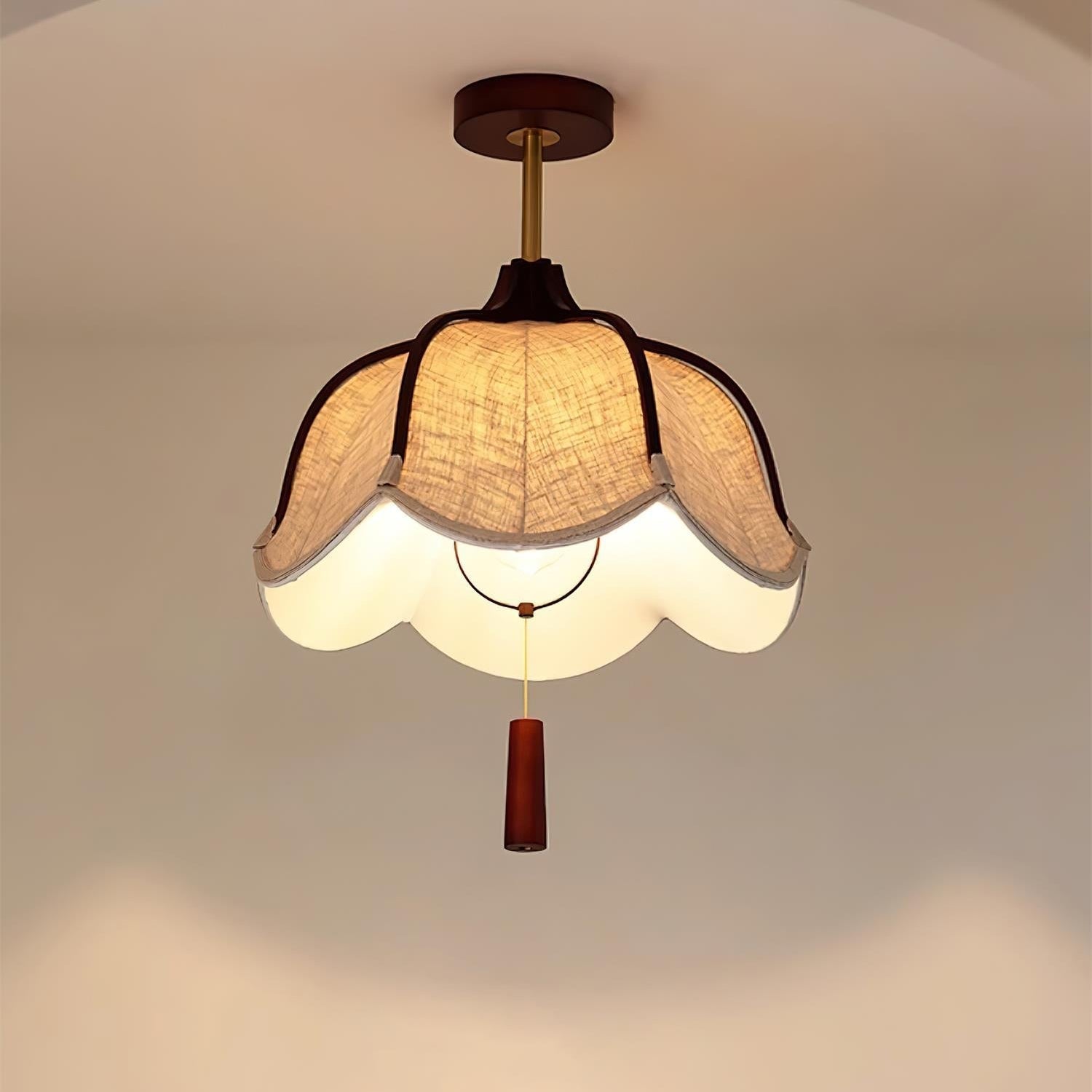 Givola Vintage Fabric Semi Flush Mount Ceiling Light