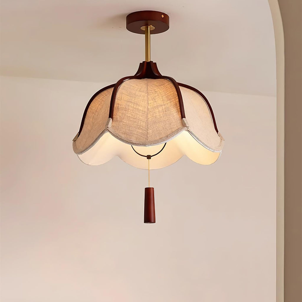 Givola Vintage Fabric Semi Flush Mount Ceiling Light