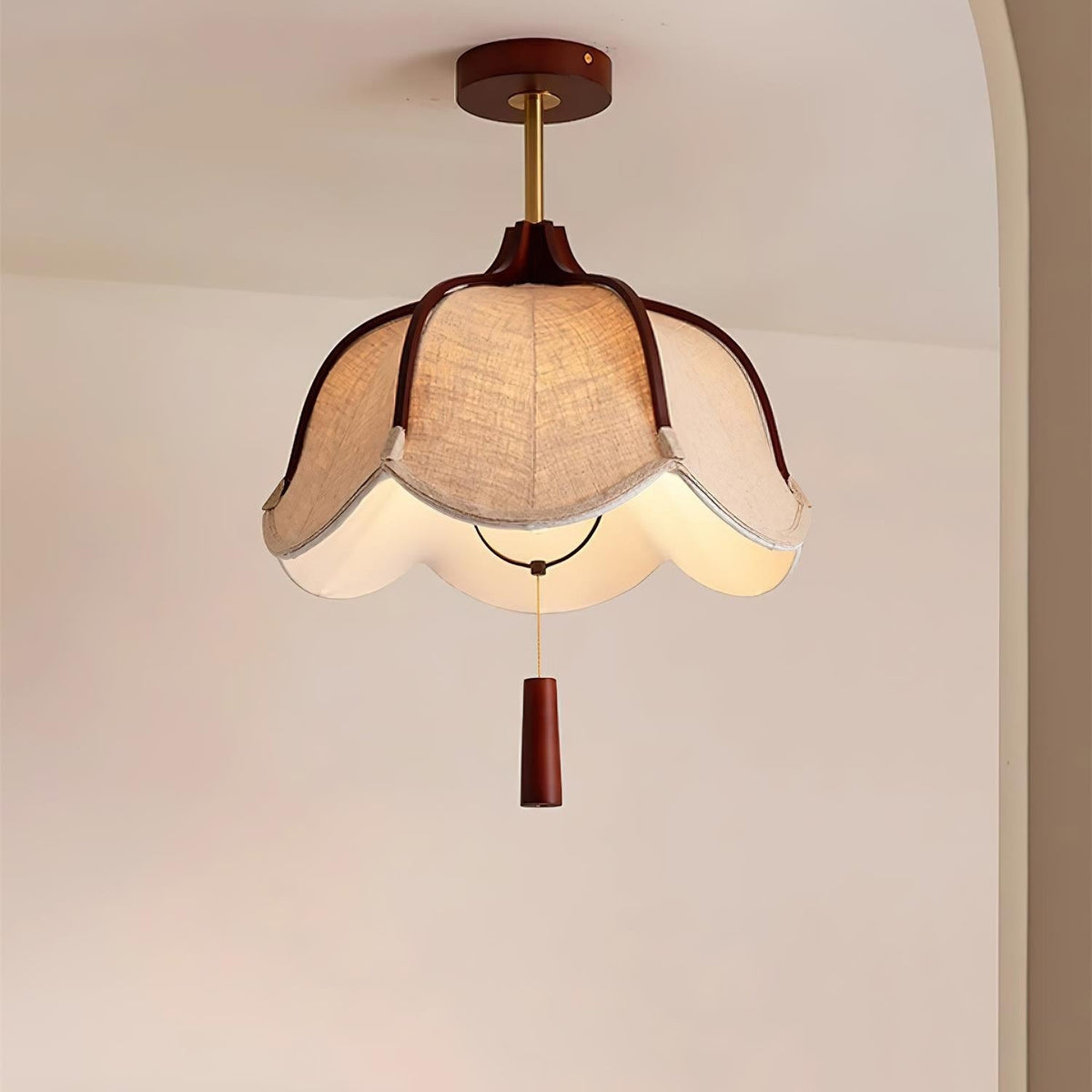 Givola Vintage Fabric Semi Flush Mount Ceiling Light