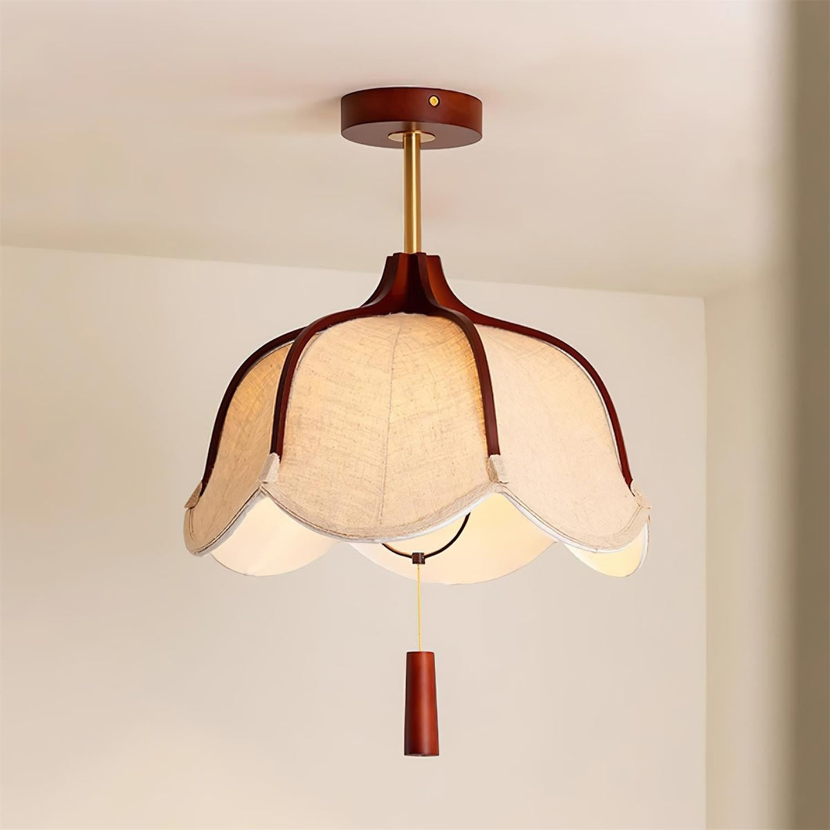 Givola Vintage Fabric Semi Flush Mount Ceiling Light