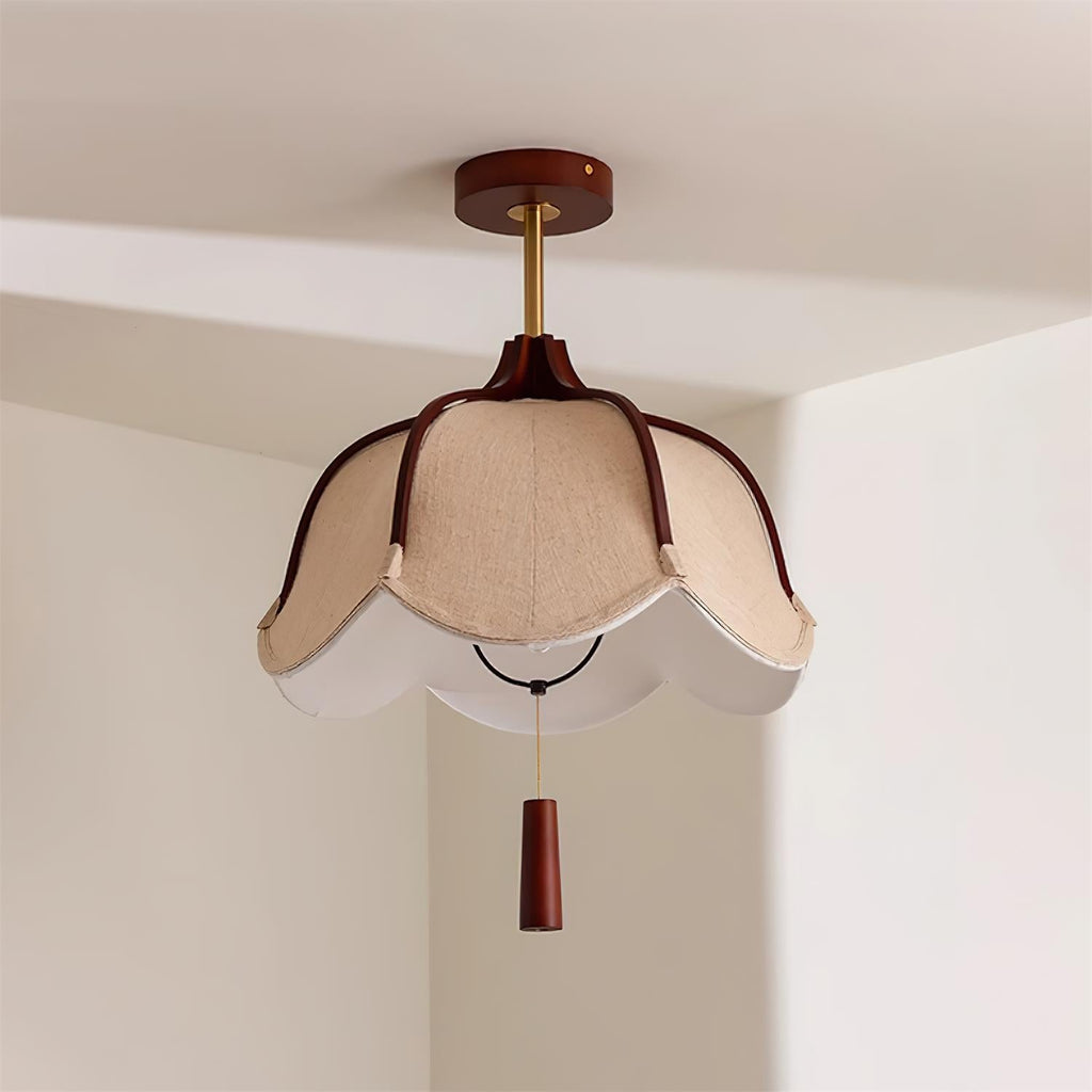 Givola Vintage Fabric Semi Flush Mount Ceiling Light