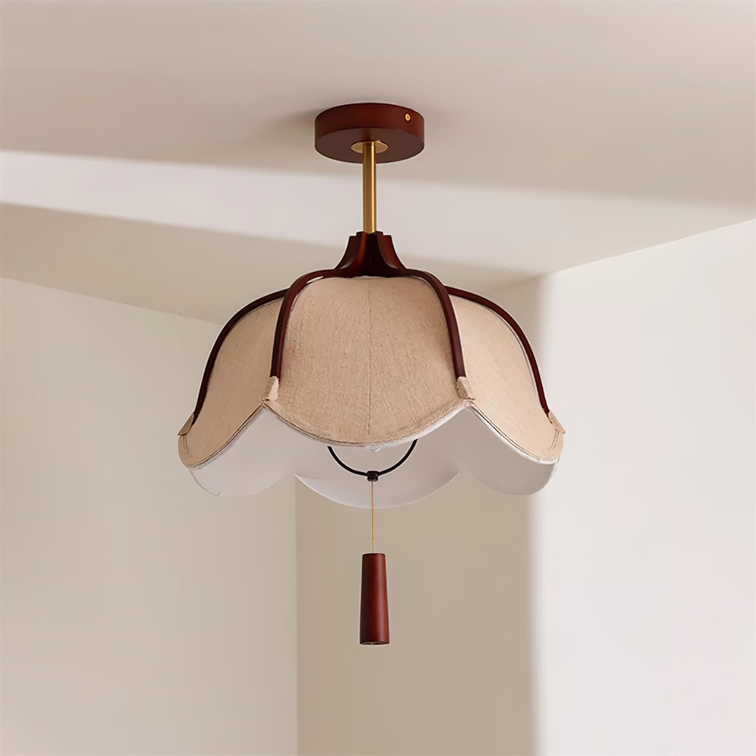 Givola Vintage Fabric Semi Flush Mount Ceiling Light