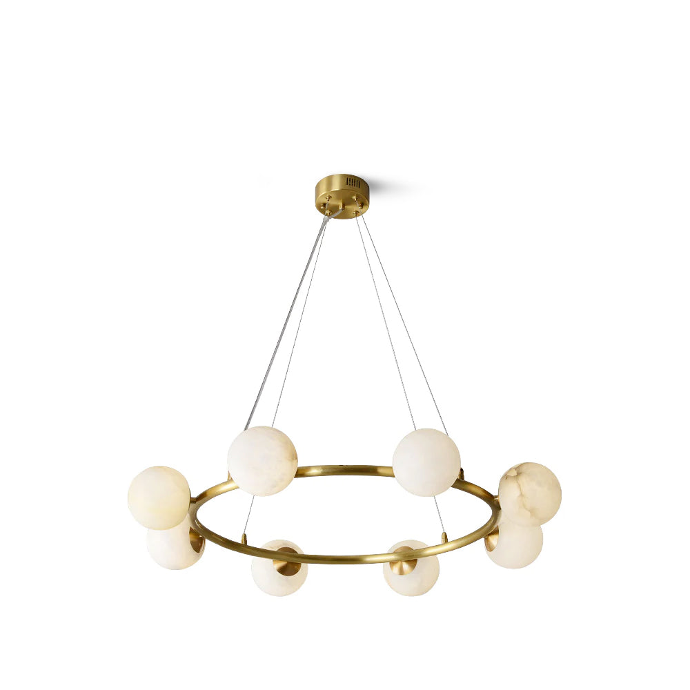 Helix Chandelier Alabaster Globe Halo