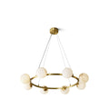 Helix Chandelier Alabaster Globe Halo