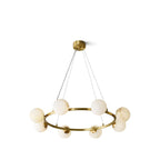 Helix Chandelier Alabaster Globe Halo