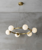 Helix Chandelier Alabaster Globe Halo