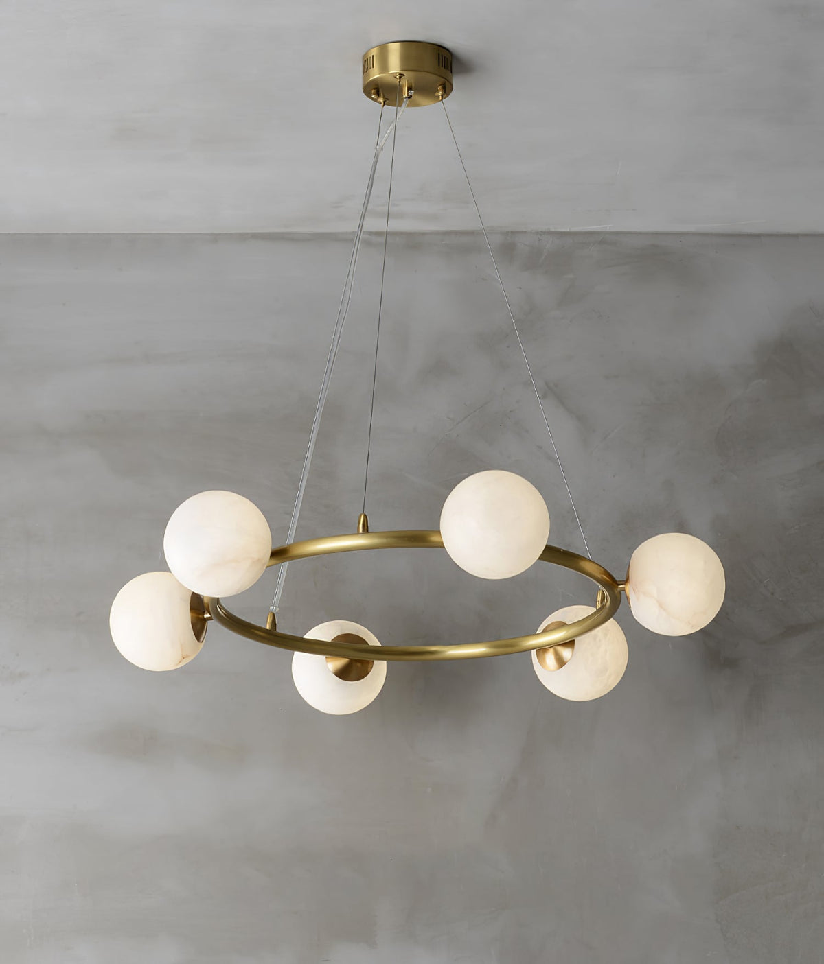 Helix Chandelier Alabaster Globe Halo