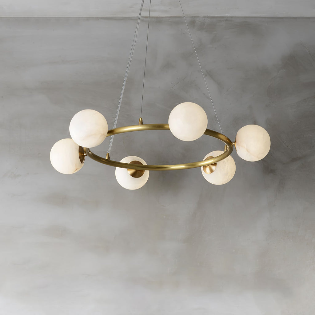 Helix Chandelier Alabaster Globe Halo