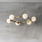 Helix Chandelier Alabaster Globe Halo