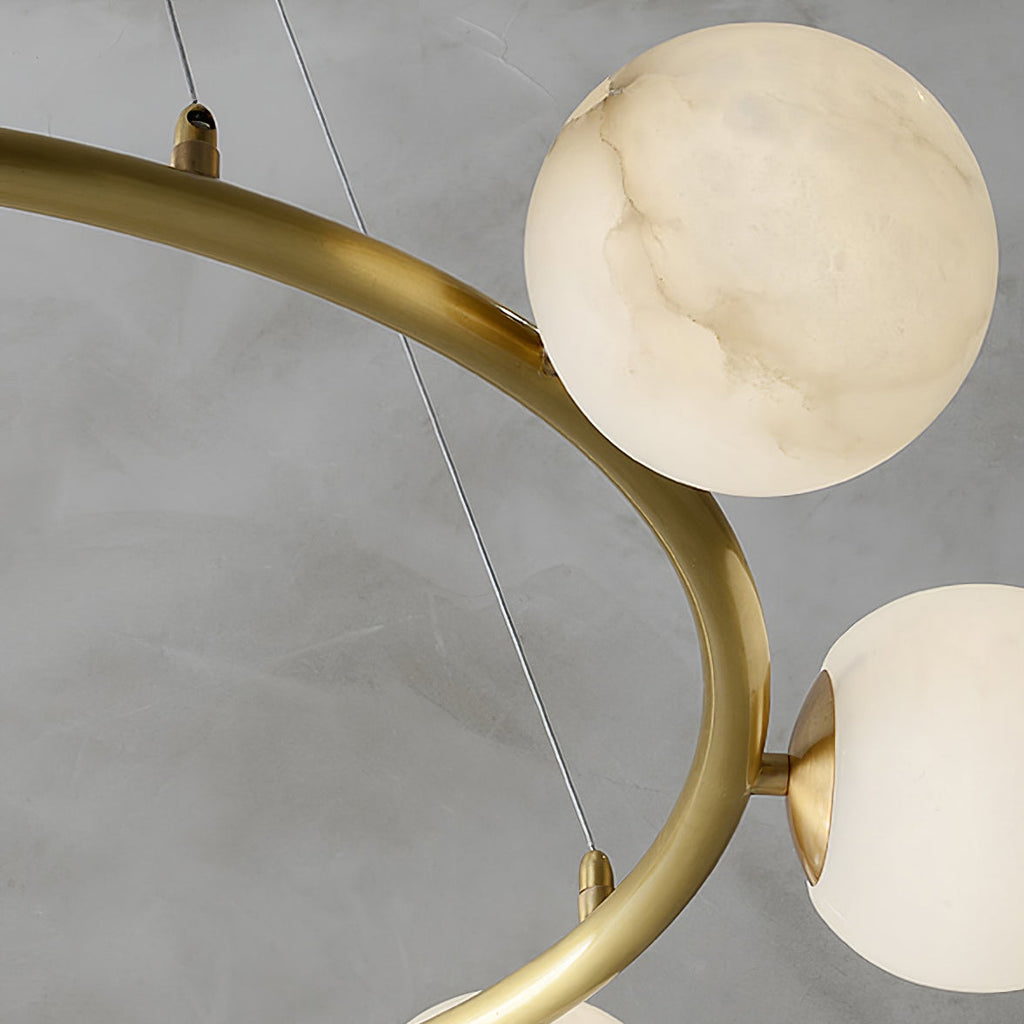 Helix Chandelier Alabaster Globe Halo