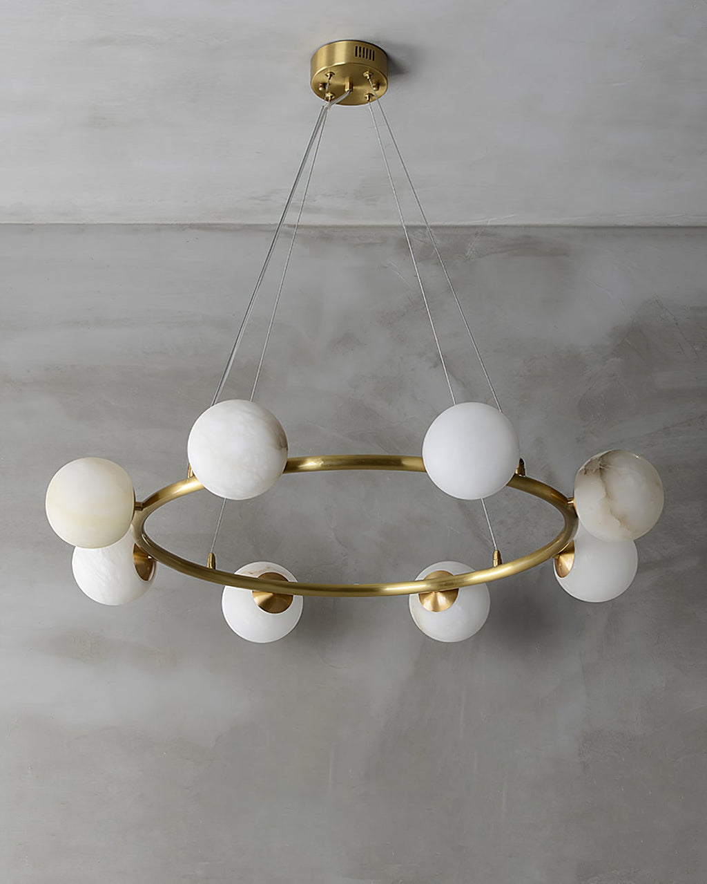 Helix Chandelier Alabaster Globe Halo
