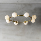 Helix Chandelier Alabaster Globe Halo