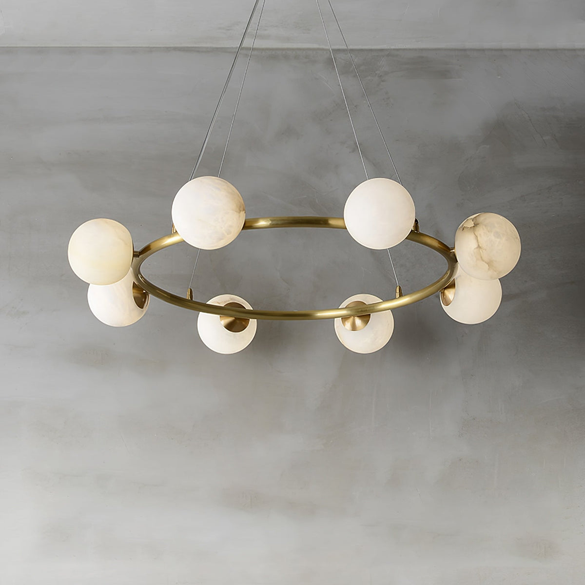 Helix Chandelier Alabaster Globe Halo