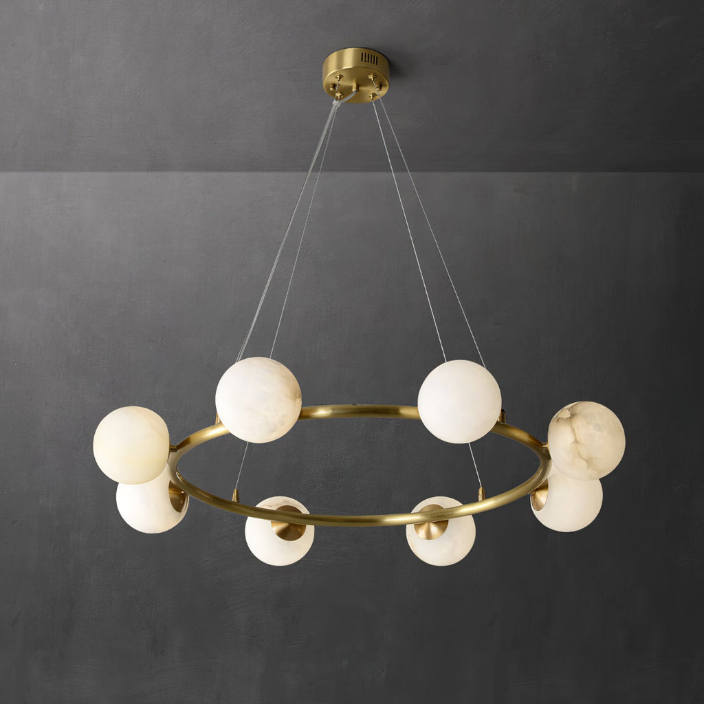 Helix Chandelier Alabaster Globe Halo